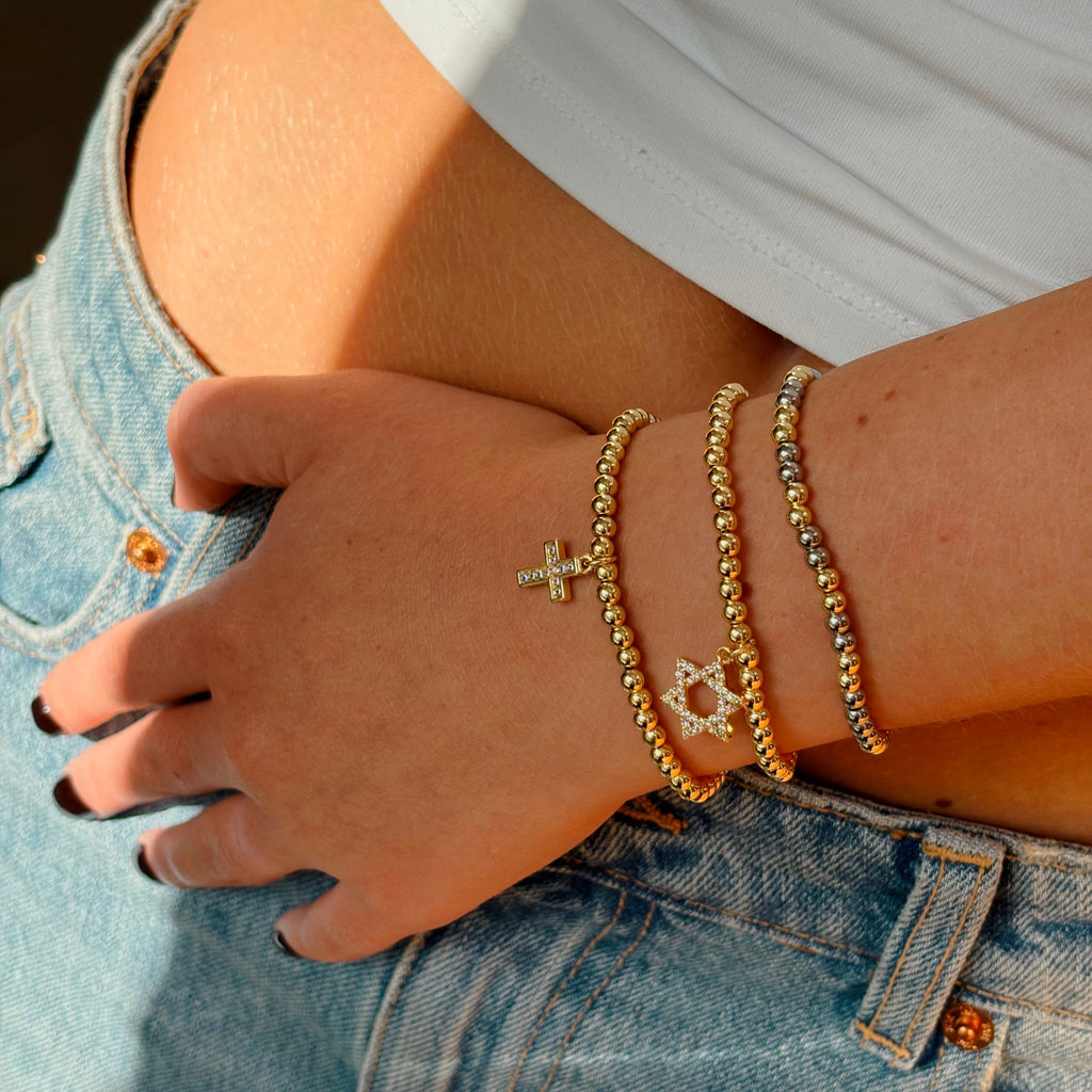 Elastic Gold/Silver Beads Bracelet